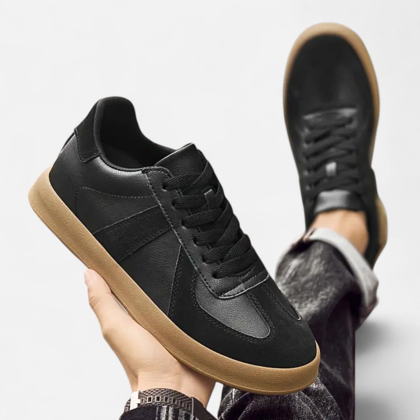 Riveromode | Men’s Leather Sneakers – Classic Suede Detail Design