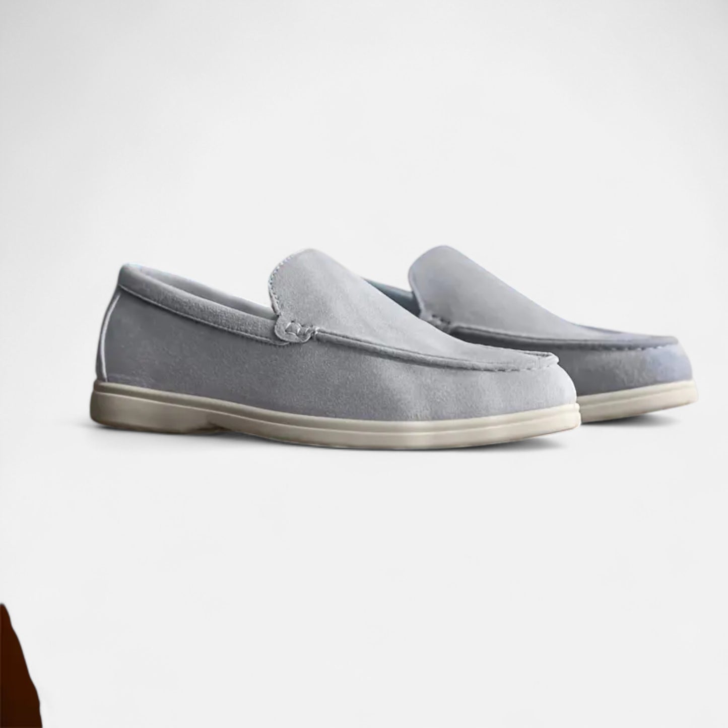 Riveromode | Men’s Suede Slip-On Loafers – Casual White Sole Style