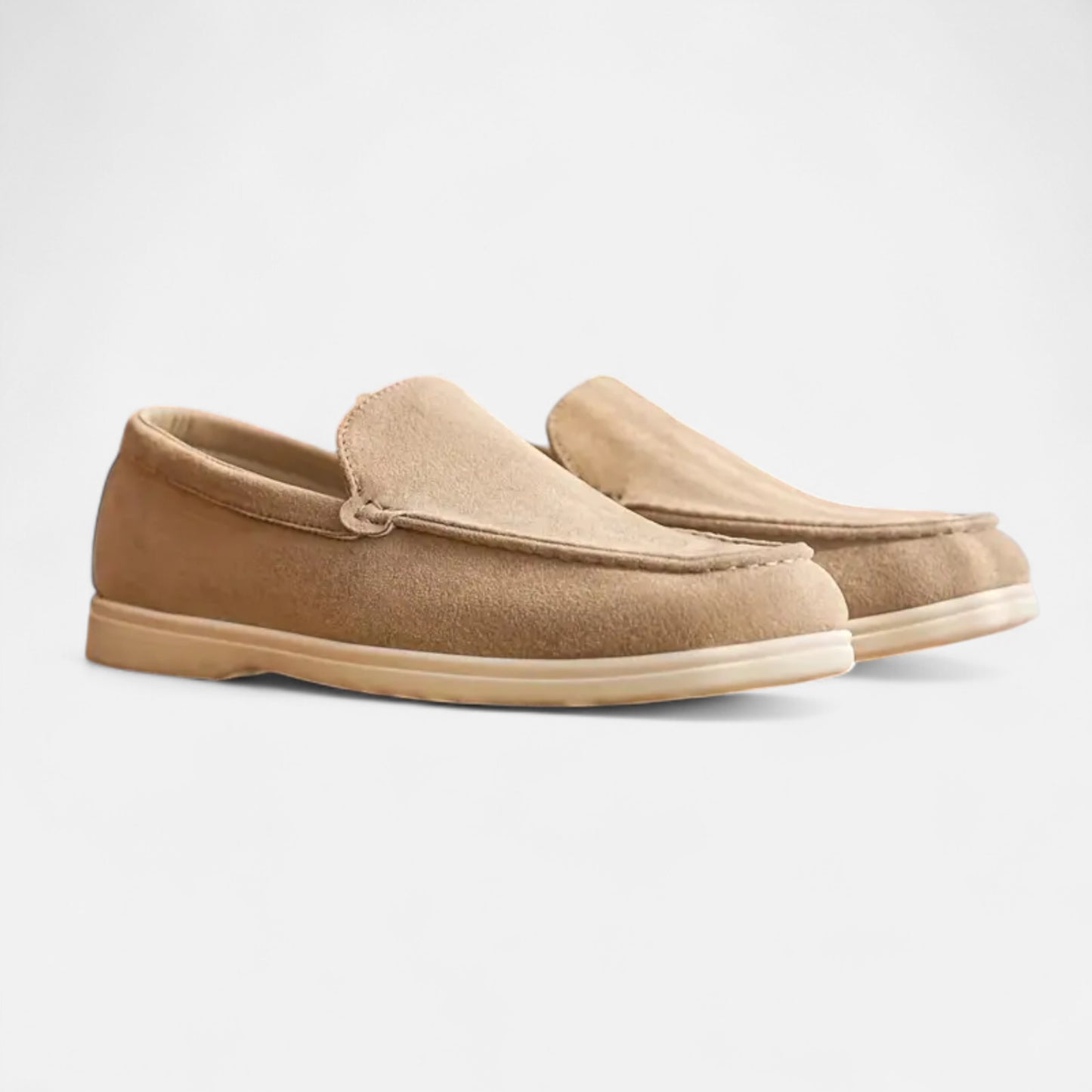 Riveromode | Men’s Suede Slip-On Loafers – Casual White Sole Style