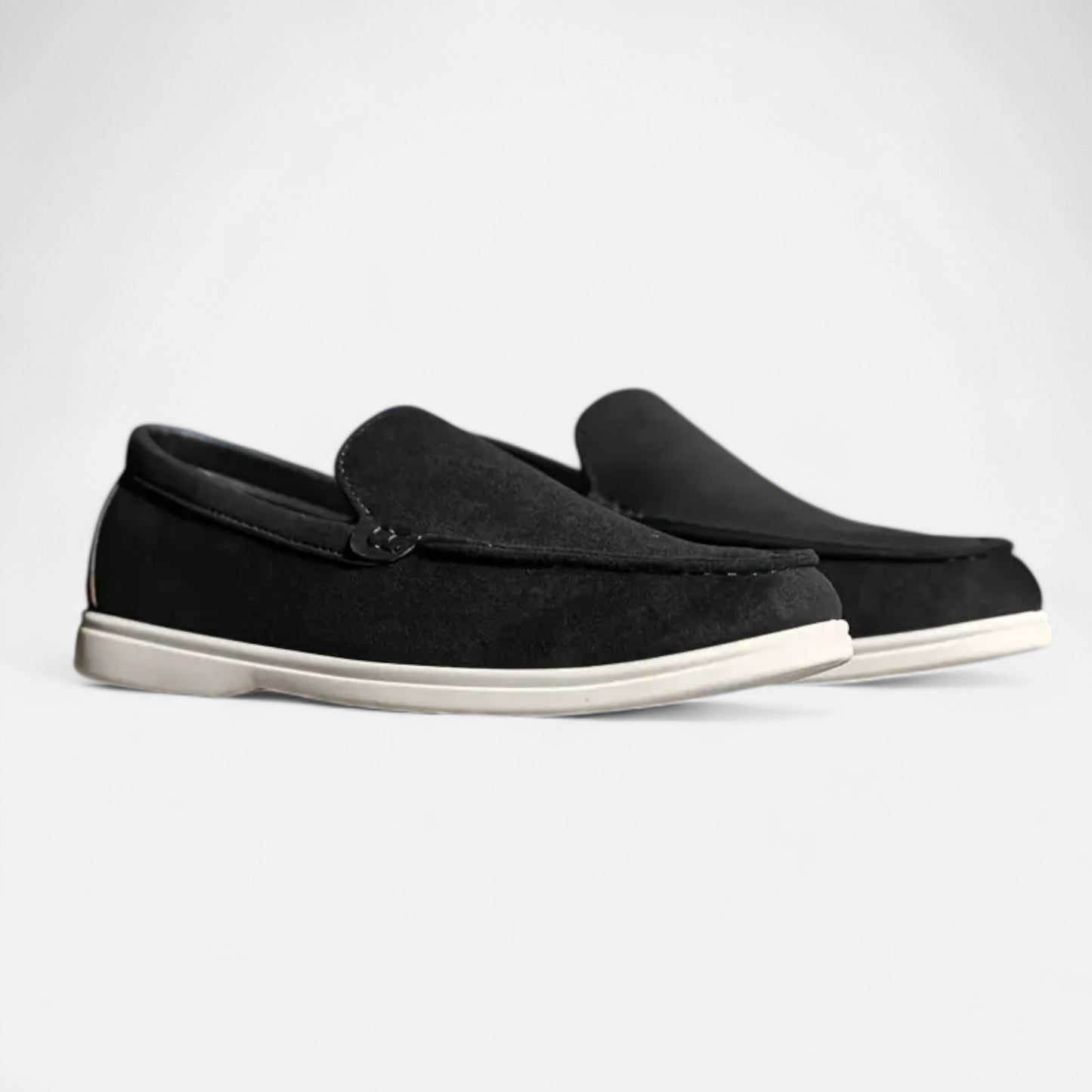 Riveromode | Men’s Suede Slip-On Loafers – Casual White Sole Style