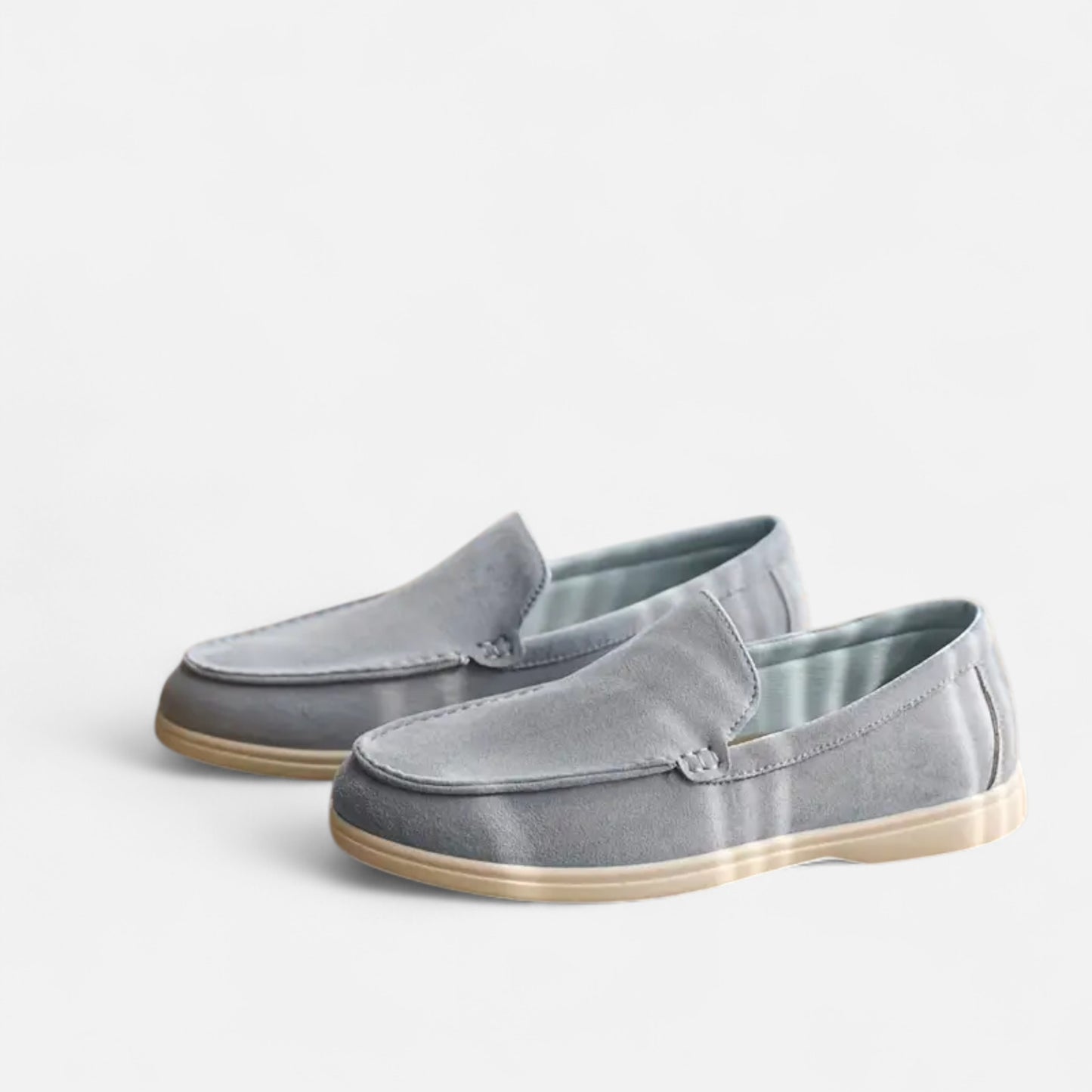 Riveromode | Men’s Suede Slip-On Loafers – Casual White Sole Style