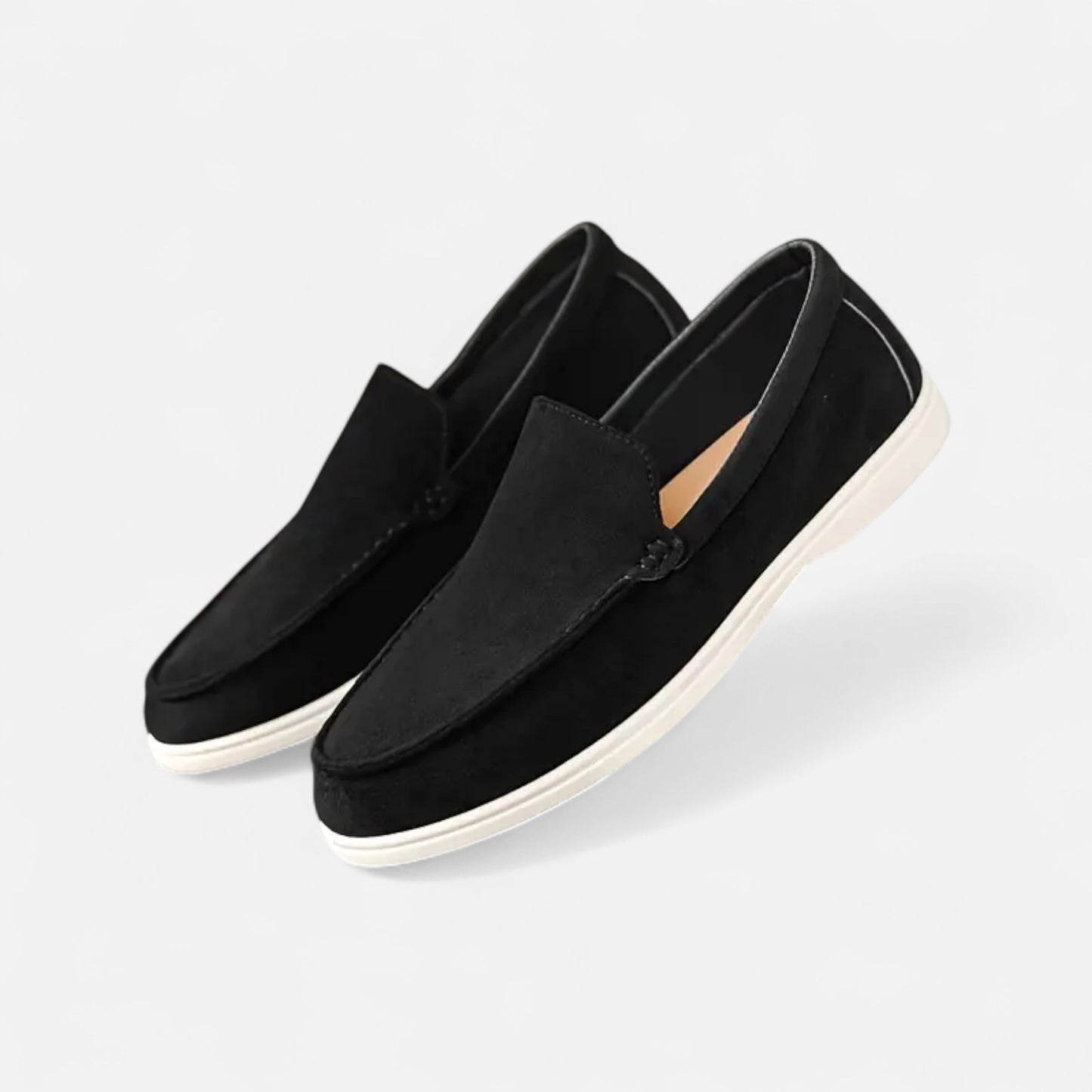 Riveromode | Men’s Suede Slip-On Loafers – Casual White Sole Style