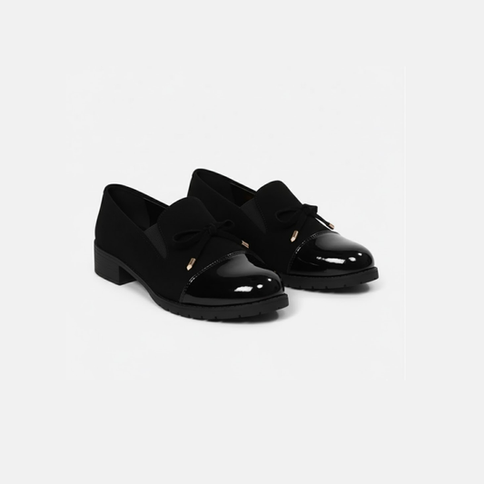 Riveromode | Women’s Patent-Toe Loafers in Black Leather