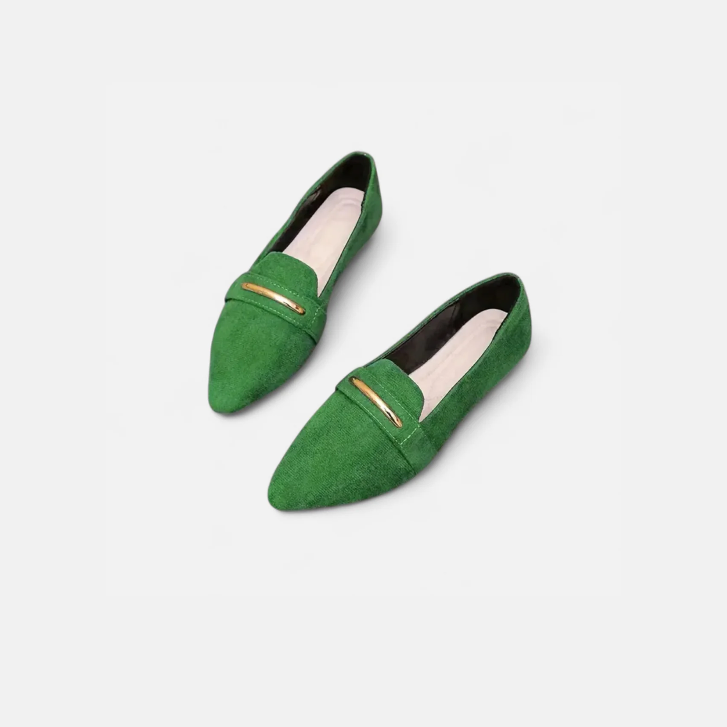 Riveromode | Women’s Red Loafers – Pointed Toe Gold Accent