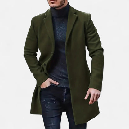 Riveromode | Men’s Long Wool Blend Overcoat in Classic Design