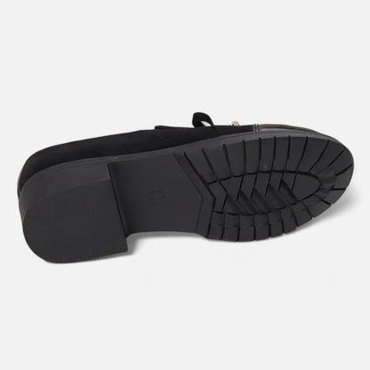 Riveromode | Women’s Patent-Toe Loafers in Black Leather