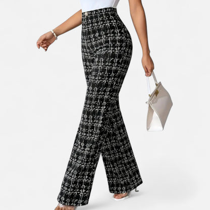 Riveromode | Women’s High-Waist Checkered Straight Leg Trousers
