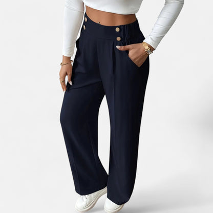 Riveromode | Women’s High-Waist Wide Leg Trousers in Elegant Cut