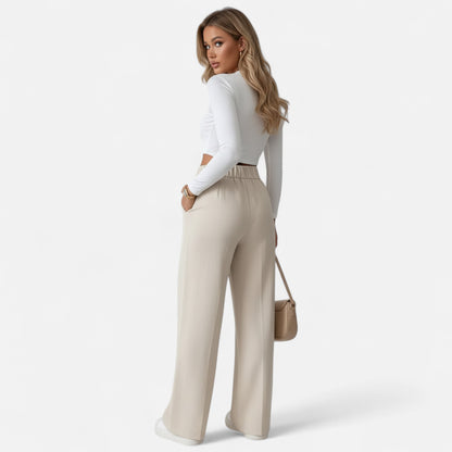 Riveromode | Women’s High-Waist Wide Leg Trousers in Elegant Cut