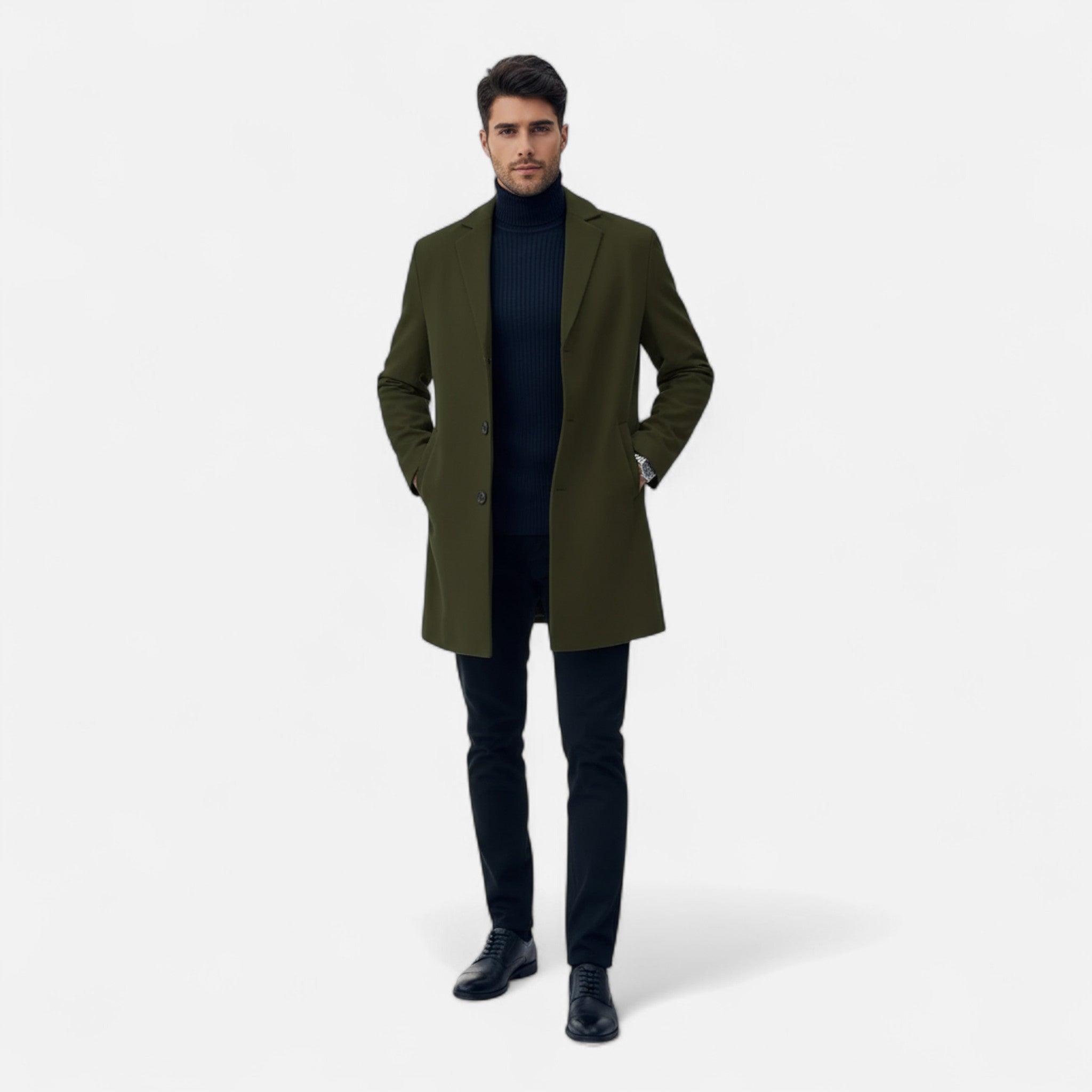 Rivero Mode | Men’s Long Wool Blend Overcoat in Classic Design
