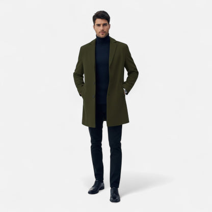 Riveromode | Men’s Long Wool Blend Overcoat in Classic Design