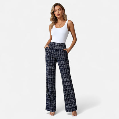 Riveromode | Women’s High-Waist Checkered Straight Leg Trousers