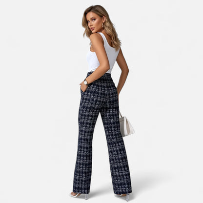 Riveromode | Women’s High-Waist Checkered Straight Leg Trousers