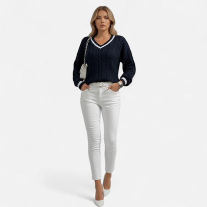 Riveromode | Women’s Long Sleeve Knit Jumper in Classic Detailing