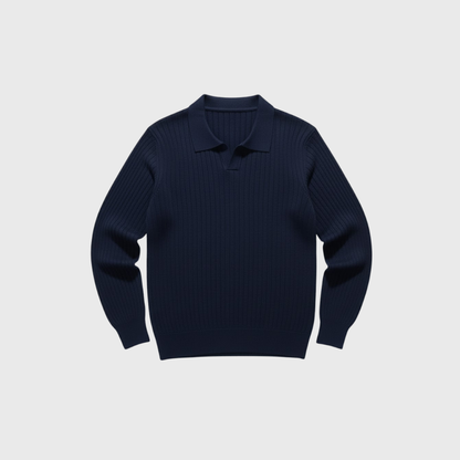 Riveromode | Men’s Ribbed Knit Polo in Long Sleeve Design