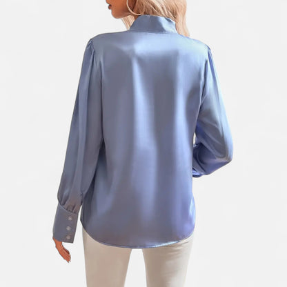 Riveromode | Women’s Satin Blouse with Bow Tie Neck