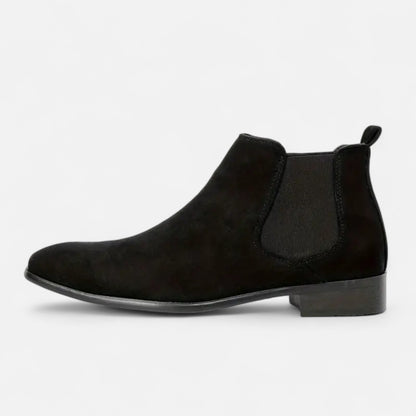 Riveromode | Men’s Chelsea Boots – Beige, Black & Brown Suede Elegance