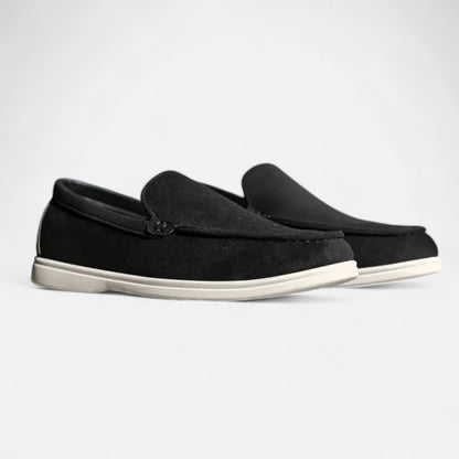 Riveromode | Men’s Suede Slip-On Loafers – Casual White Sole Style