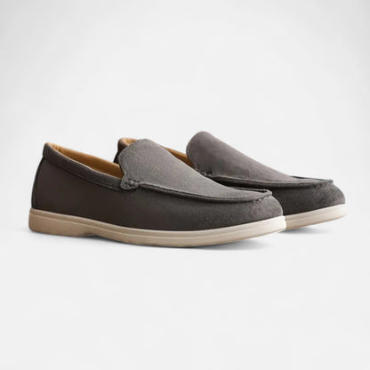 Riveromode | Men’s Suede Slip-On Loafers – Casual White Sole Style